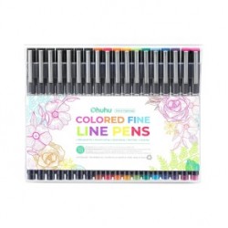Ohuhu Set of 18 Colored Fine Line Pens with Waterproof Ink