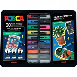 Set of 20 Posca Markers in Metal Case - Pop Colors
