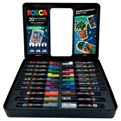 Set of 20 Posca Markers in Metal Case - Pop Colors