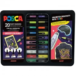 Posca Markers Metal Box, Groovy Colours, Set of 20pcs