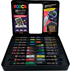 Posca Markers Metal Box, Groovy Colours, Set of 20pcs