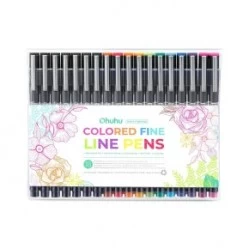 Ohuhu Set of 18 Colored Fine Line Pens with Waterproof Ink