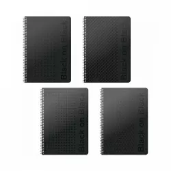 BLACK ΟΝ BLACK Τετράδιο Σπιράλ Wirelock B5/17Χ25 5 Θέματα 150 Φύλλα 6τμχ