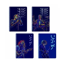 MUSIC Τετράδιο Σπιράλ Wirelock B5/17Χ25 2 Θέματα 60 Φύλλα 10τμχ
