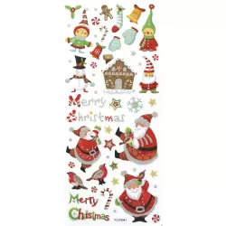 Σετ Αυτοκόλλητα με Γκλίτερ, 5 Φύλλα 10X23 εκ, CHRISTMAS