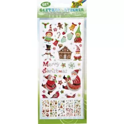 Σετ Αυτοκόλλητα με Γκλίτερ, 5 Φύλλα 10X23 εκ, CHRISTMAS
