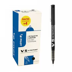 Στυλό 0.5mm PILOT HI-TECPOINT V5 Μαύρο, σε Κουτί 20τμχ