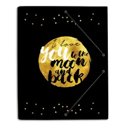 Κουτί σκληρό, 3cm ράχη, με Λάστιχο A4 GLITTER I Love You to the Moon and Back