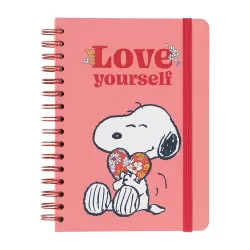 Τετράδιο Σπιράλ Ριγέ με Λάστιχο A5/15X21 SNOOPY Love Yourself
