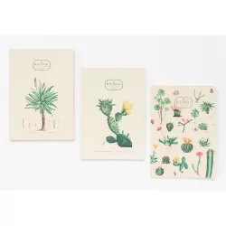 Σετ 3 Τετραδίων Α5/15X21 BOTANICAL Cacti by Kokonote
