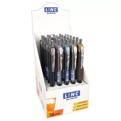 Ball pen LINC Elantra/μπλε, Σταντ 30τμχ, σε 5 μεταλιζέ χρώματα