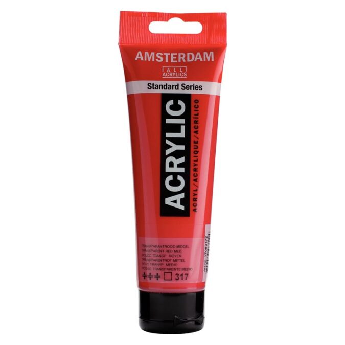 Amsterdam All Acrylics Standard Series Acrylic Tube 120 ml Transparent red medium 317