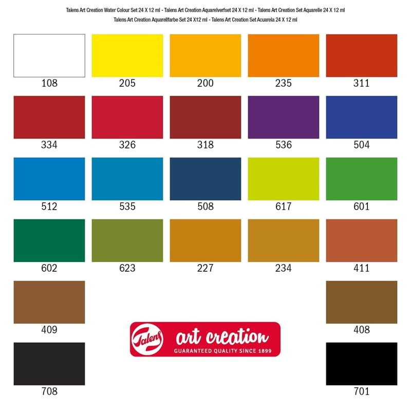 Talens Art Creation Water Color - Set - with 24 Colors in 12 ml Tubes