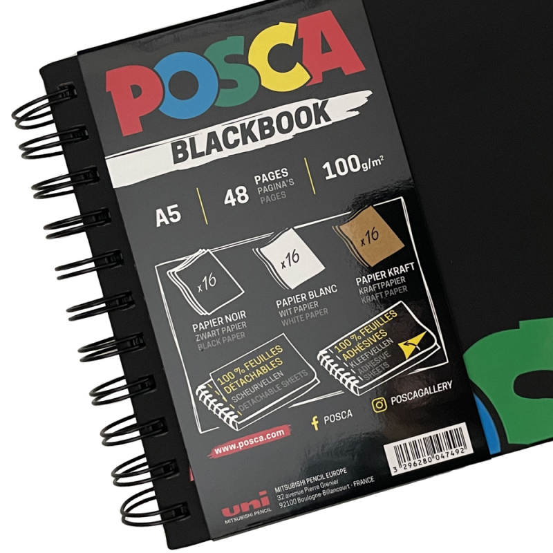 Posca self-adhesive Blackbook Sketchbook A5 - Uni- 100 g, 48 pages
