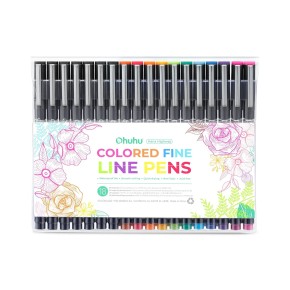 Ohuhu Set of 18 Colored Fine Line Pens with Waterproof Ink