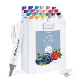 OHUHU Kaala Alcohol Art Markers Set 24 basic colours Chisel & Fine