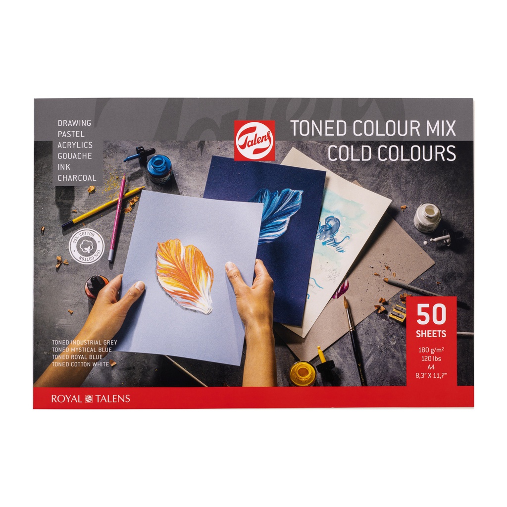 Art Creation Pad Toned Colour Mix Cold Colours A4, 180gsm, 50 Sheets