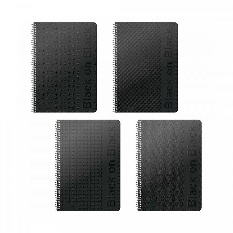 BLACK ΟΝ BLACK Τετράδιο Σπιράλ Wirelock B5/17Χ25 5 Θέματα 150 Φύλλα 6τμχ