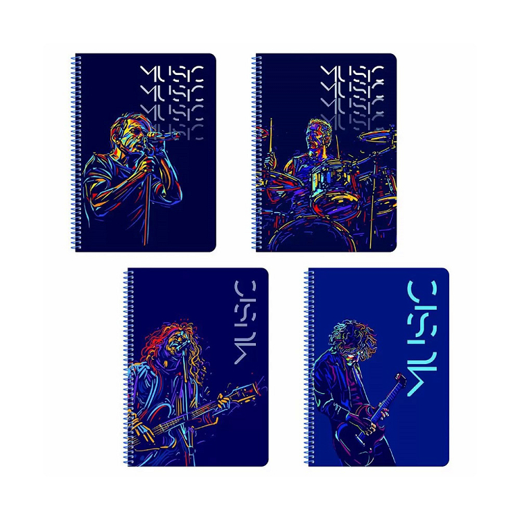 MUSIC Τετράδιο Σπιράλ Wirelock B5/17Χ25 2 Θέματα 60 Φύλλα 10τμχ