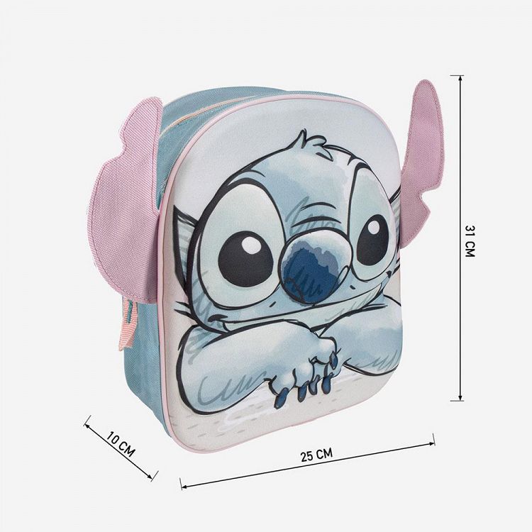 Παιδική Τσάντα Πλάτης 3D DISNEY Lilo & Stitch Stitch με Ροζ Αυτιά