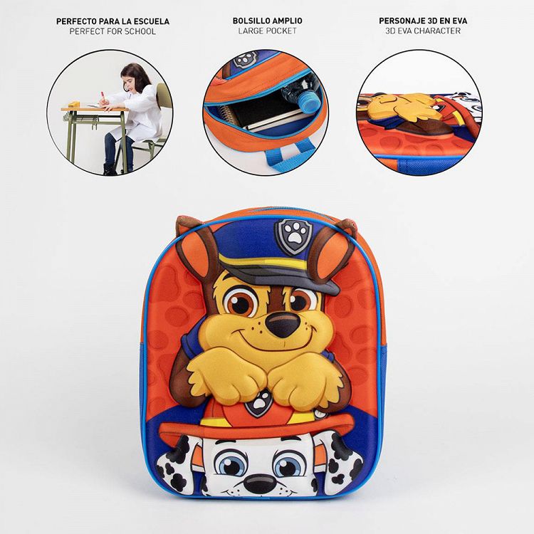 Απαλή 3D Τσάντα Πλάτης 27εκ Νηπιαγωγείου PAW PATROL