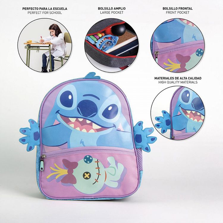 Παιδική Τσάντα Πλάτης 30εκ με Χέρια DISNEY Lilo & Stitch
