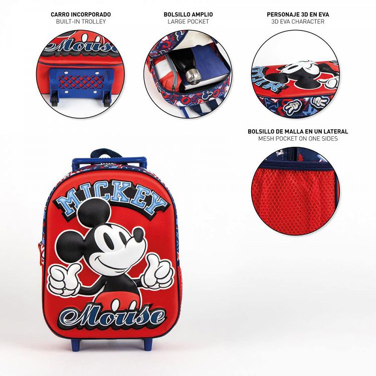 3D Τσάντα Πλάτης-Τρόλεϊ 31εκ Νηπιαγωγείου DISNEY Mickey Mouse