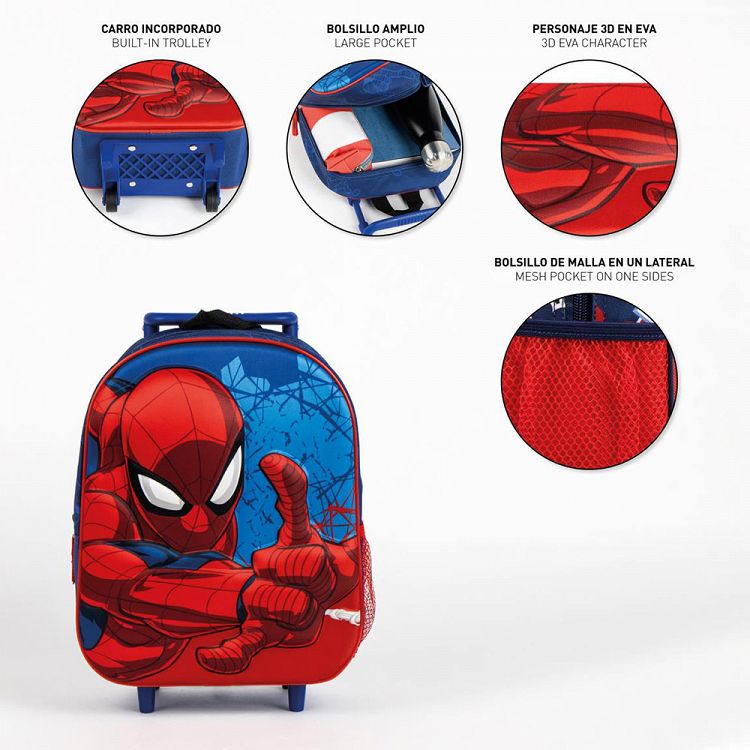 3D Τσάντα Πλάτης-Τρόλεϊ 31εκ Νηπιαγωγείου MARVEL SPIDERMAN Face