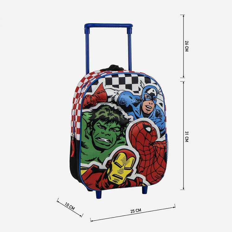 3D Τσάντα Πλάτης-Τρόλεϊ 31εκ Νηπιαγωγείου MARVEL Avengers