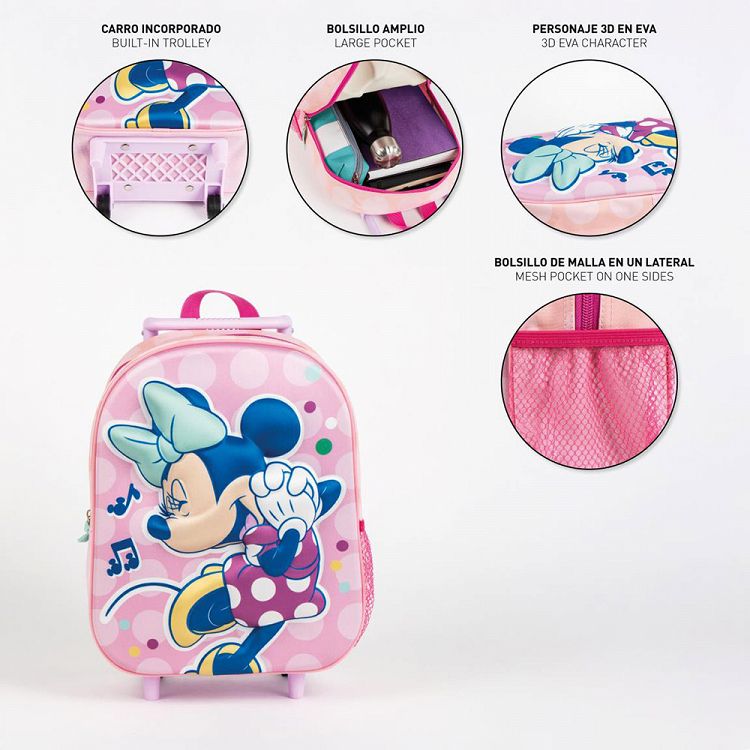 3D Τσάντα Πλάτης-Τρόλεϊ 31εκ Νηπιαγωγείου DISNEY Minnie Mouse