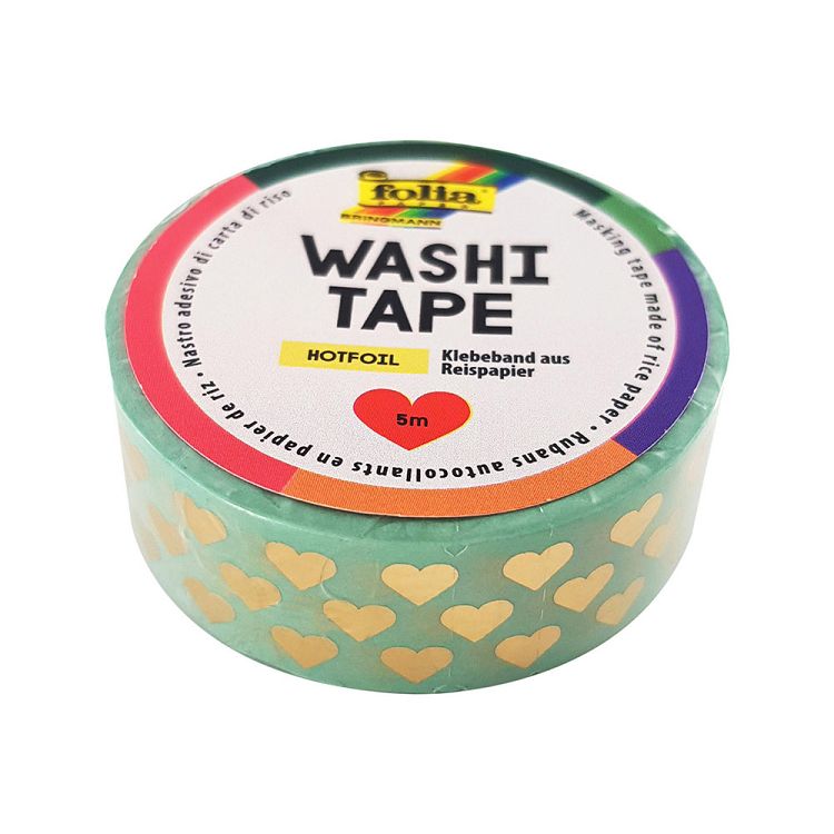 Ταινία Washi, 15mmX5m, HOTFOIL GOLD HEARTS