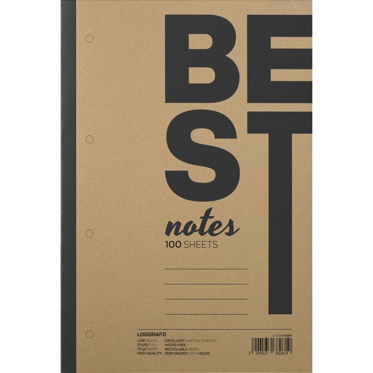 Μπλοκ Σημειώσεων Πλάγιο BEST NOTES Ριγέ, A4/21Χ29 - 100 Φύλλα - 5τμχ