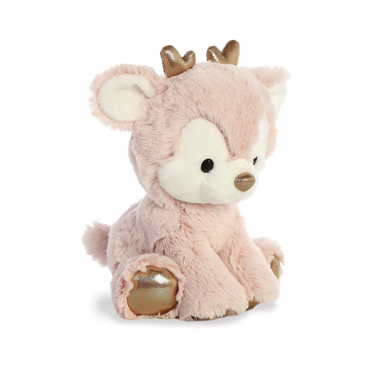 GLITZY TOTS Pink Reindeer Λούτρινο Ροζ Τάρανδος 15εκ