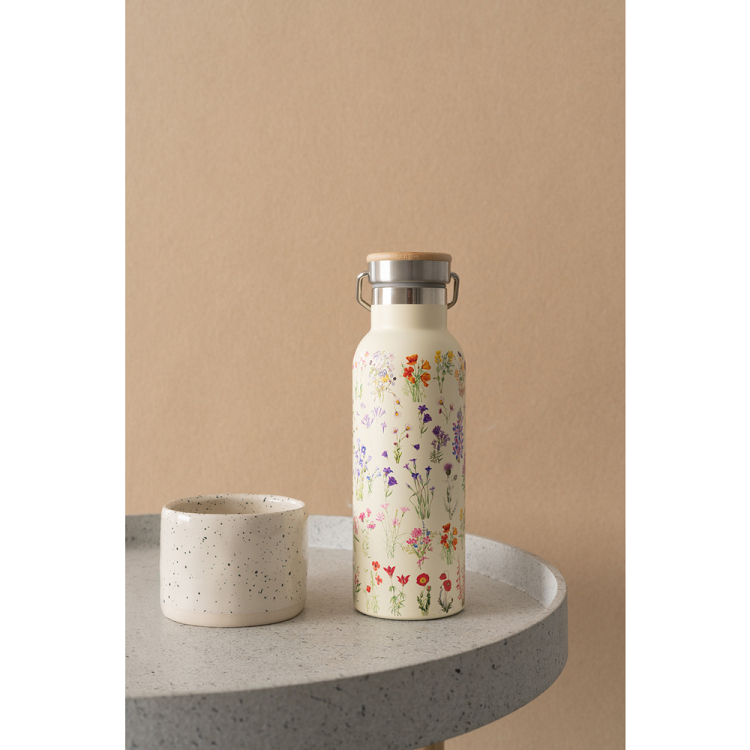 Μεταλλικό Μπουκάλι με Λαβή 500ml BOTANICAL Wild Flowers by Kokonote