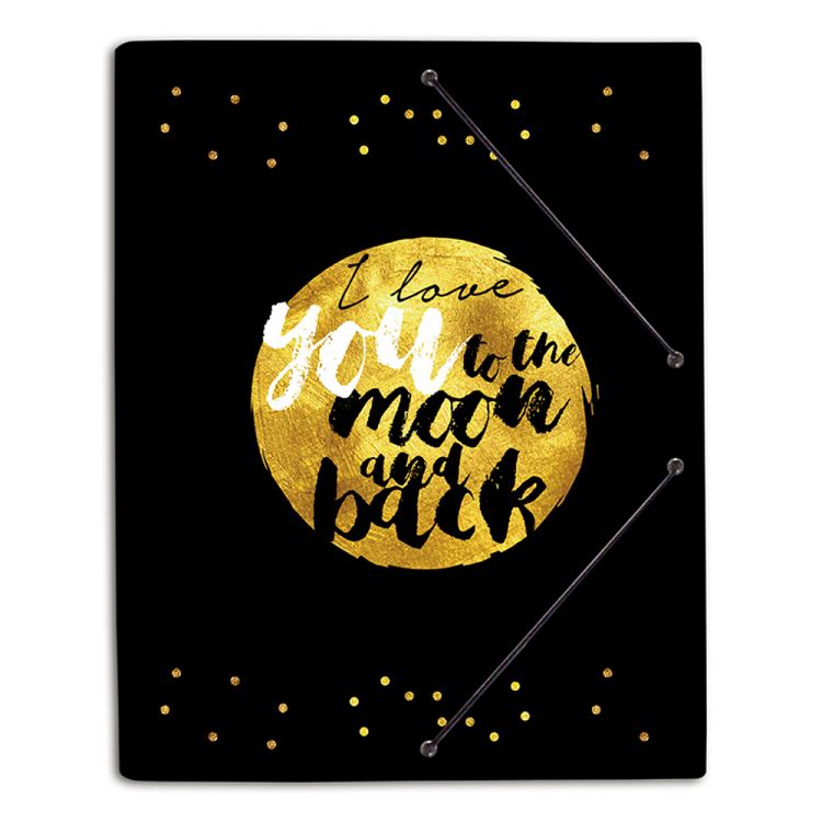 Κουτί σκληρό, 3cm ράχη, με Λάστιχο A4 GLITTER I Love You to the Moon and Back