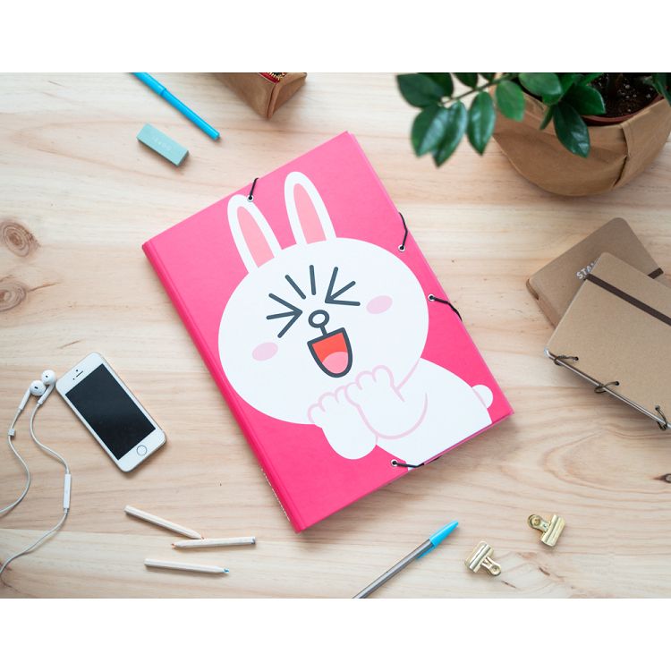 Κουτί σκληρό, 3cm ράχη, με Λάστιχο A4 LINE FRIENDS Cony
