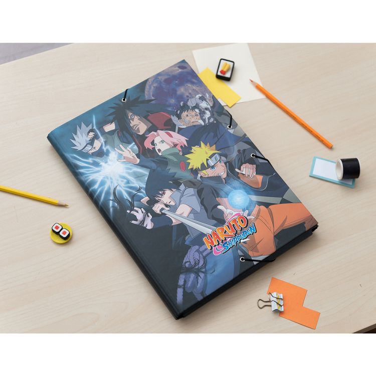Κουτί σκληρό, 3cm ράχη, με Λάστιχο A4 NARUTO