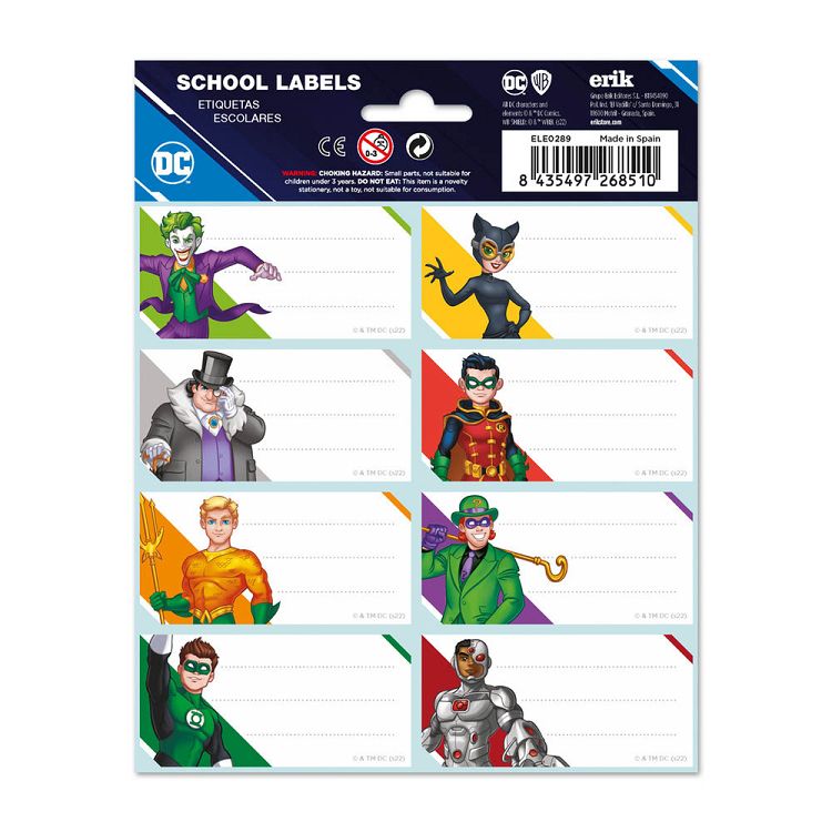 Αυτοκόλλητες Ετικέτες 8x2 DC COMICS Justice League