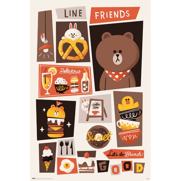 Αφίσα 61Χ91,5εκ. LINE FRIENDS Let's Do Brunch