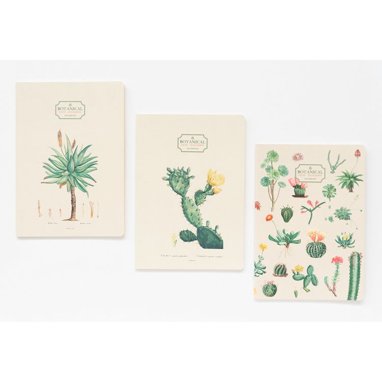Σετ 3 Τετραδίων Α5/15X21 BOTANICAL Cacti by Kokonote