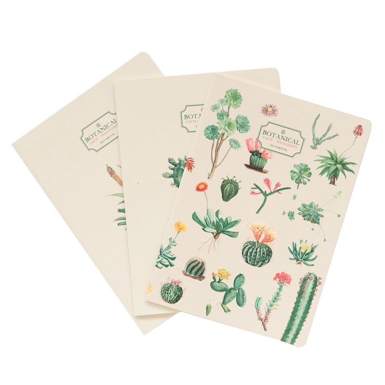 Σετ 3 Τετραδίων Α5/15X21 BOTANICAL Cacti by Kokonote