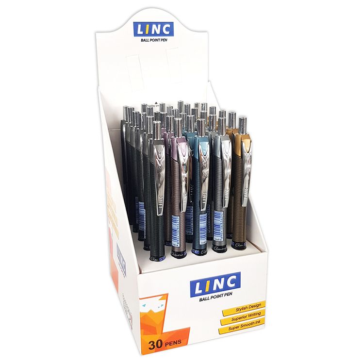 Ball pen LINC Elantra/μπλε, Σταντ 30τμχ, σε 5 μεταλιζέ χρώματα
