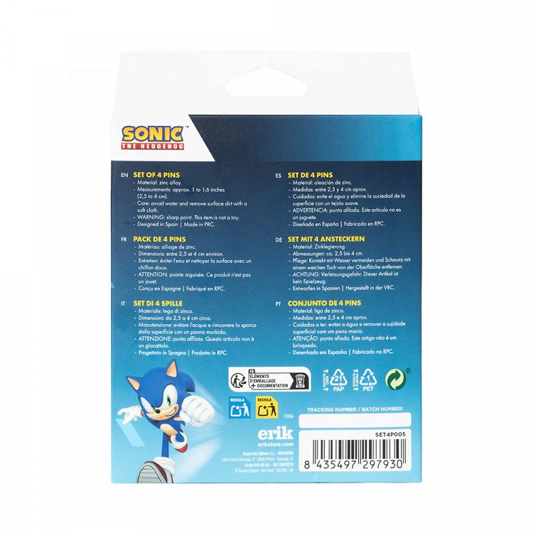 Σετ 4 Κονκάρδες SONIC THE HEDGEHOG